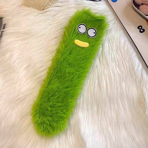 Einzigartige und lustige hässliche Socken, flauschige Monstersocken für Damen, weiche, plüschige Wintersocken mit Alien-Design, 3D-Augen und Lächeln, gemütliche, neuartige, pelzige Hausschuhsocken für Image