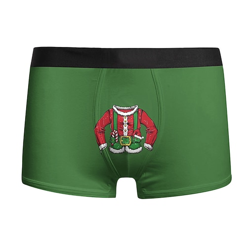 Weihnachten Kurze Boxershorts Unterwäsche Weihnachtsgeschenk Weihnachtsmann Grafik Neuartige Komisch für Herren Erwachsene 3D-Druck für Weihnachten Karneval Neujahr Party Image
