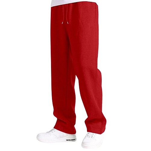 Herren Jogginghose Jogginghose mit weitem Bein Hose Jogginghose mit offenem Saum Kordelzug Elastischer Bund Einfach Atmungsaktiv Volle Länge Sport im Freien Lässig Täglich Mode Basic Schwarz Rosa Image