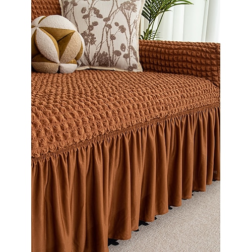 1 Stück Schaumstoff-Gaze-Sofabezug mit Rockkante – modisch Luxuriöser, dekorativer Sofaschutz, rutschfest, staubdicht, kratzfest, für alle Jahreszeiten geeignet, für Wohnzimmer, Schlafzimmer oder Image