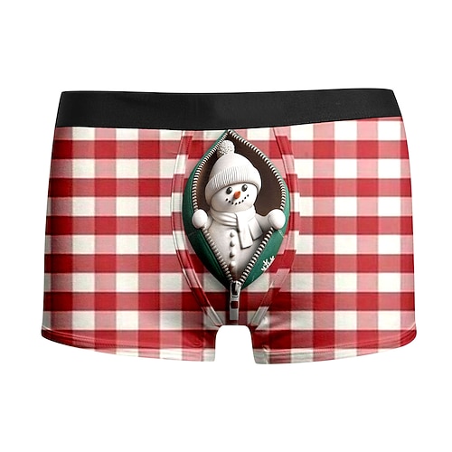 Weihnachten Kurze Boxershorts Unterwäsche Weihnachtsgeschenk Schneemann Grafik Neuartige Komisch für Herren Erwachsene 3D-Druck für Weihnachten Karneval Neujahr Party Image