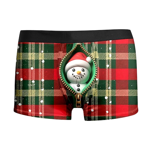 Weihnachten Kurze Boxershorts Unterwäsche Weihnachtsgeschenk Schneemann Grafik Neuartige Komisch für Herren Erwachsene 3D-Druck für Weihnachten Karneval Neujahr Party Image