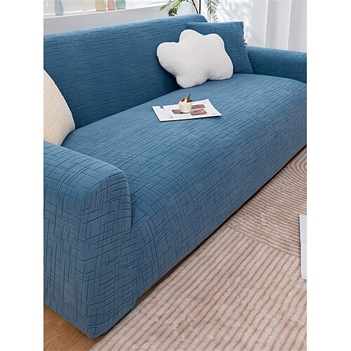 1 Stück verschleißfester elastischer Sofabezug aus Jacquard – einfarbiger, hochwertiger, universeller, verdickter Anti-Rutsch-Schonbezug für alle Jahreszeiten, geeignet für L-förmige und Image