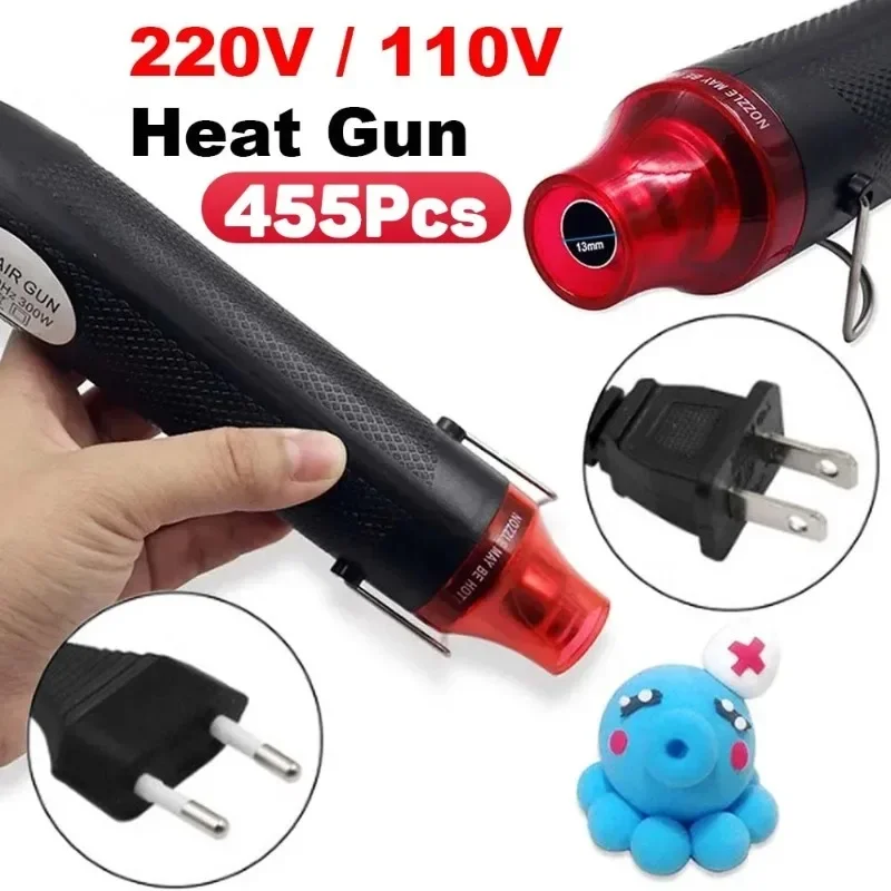 Pistolet thermique portable 220/110V, outil de bricolage, outil électrique chaud, Mini souffleur de processus de température de soudage 300W avec Support rétractable pour siège