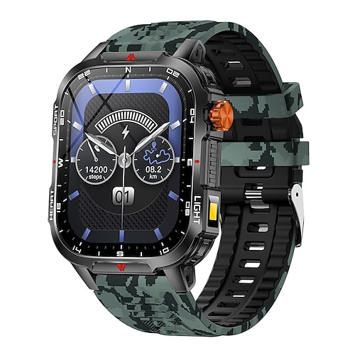 Neue globale Smartwatch 2,01 Zoll 1100 mAh große Batterie LED-Licht Kompass Herren Outdoor-Sportuhr Sprachassistent drahtloser Anruf