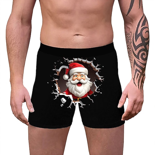 Weihnachten Kurze Boxershorts Unterwäsche Weihnachtsgeschenk Weihnachtsmann Grafik Neuartige Komisch für Herren Erwachsene 3D-Druck für Weihnachten Karneval Neujahr Party Image