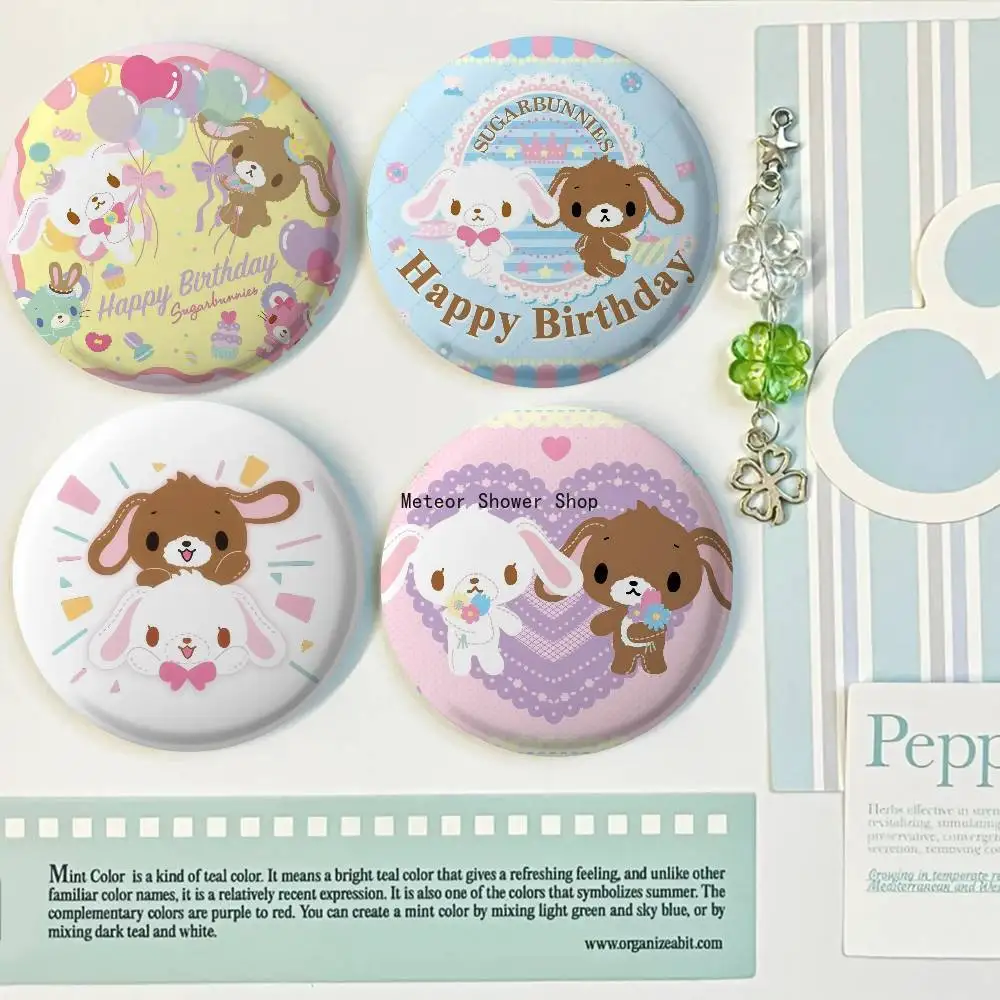 Kawaii Cartoon Sugarbunnies NETTE Kaninchen Abzeichen Anime Runde Laser Abzeichen Cartoon Brosche Kleidung Rucksack Zubehör Revers Image