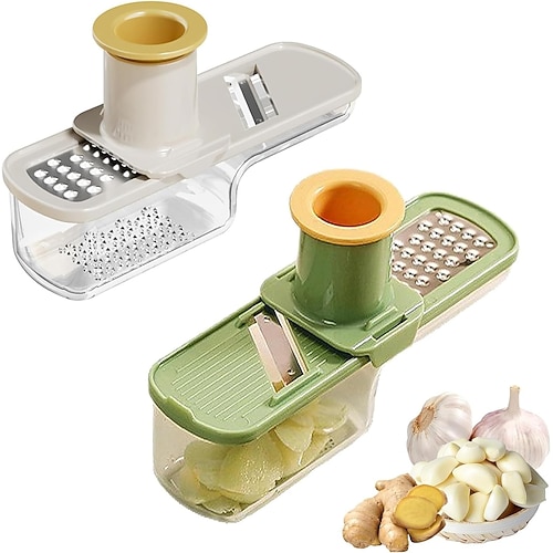 3-in-1 Knoblauchpresse, -schneider, -wolf Fleischwolf, Hochleistungs-Kunststoff-Prozessor mit Griff Lock Compact, vielseitig einsetzbar für Knoblauch, Gemüse, Fleisch, Käse Image