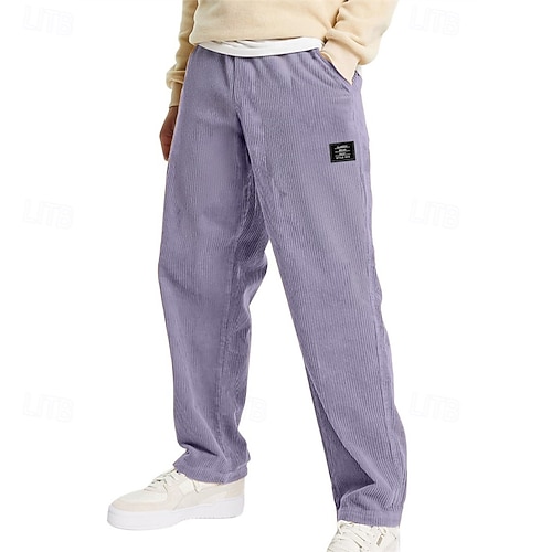 Herren Baggy-Jogginghose Jogginghose Hose Cordhose Kordelzug Tasche Elastischer Bund Einfach Komfort Sport im Freien Täglich Mode Lässig Blau Hellgrün Mikroelastisch Image