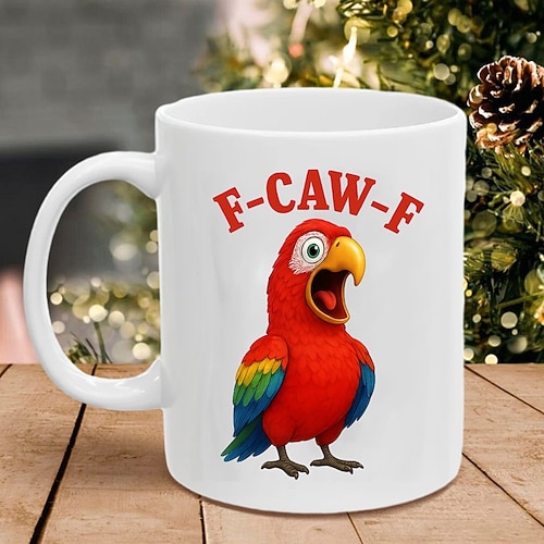 f-caw-f lustige Huhn Becher humorvolle Hahn Kaffeetasse Gag Weihnachtsgeschenk für Freunde Keramik-Teetasse für die Familie, für Büro, Küche, Geburtstag, Weihnachten oder als lustige Geschenkidee Image