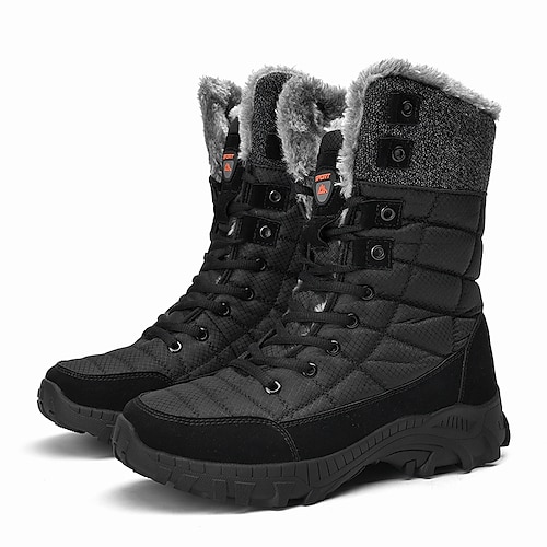 graue, wasserdichte Winterstiefel für Herren mit Kunstfellfutter – strapazierfähig und warm für Abenteuer im Schnee und Aktivitäten bei kaltem Wetter Image