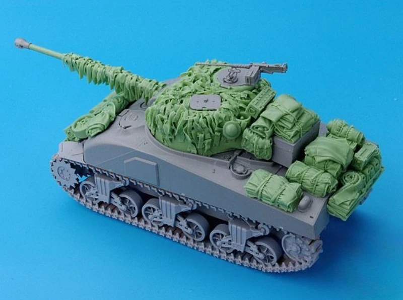 Kit assemblato modello in resina pressofusa in scala 1/35 British Sherman Firefly Hessian Tape Camo Net (senza serbatoio) smontato e non verniciato