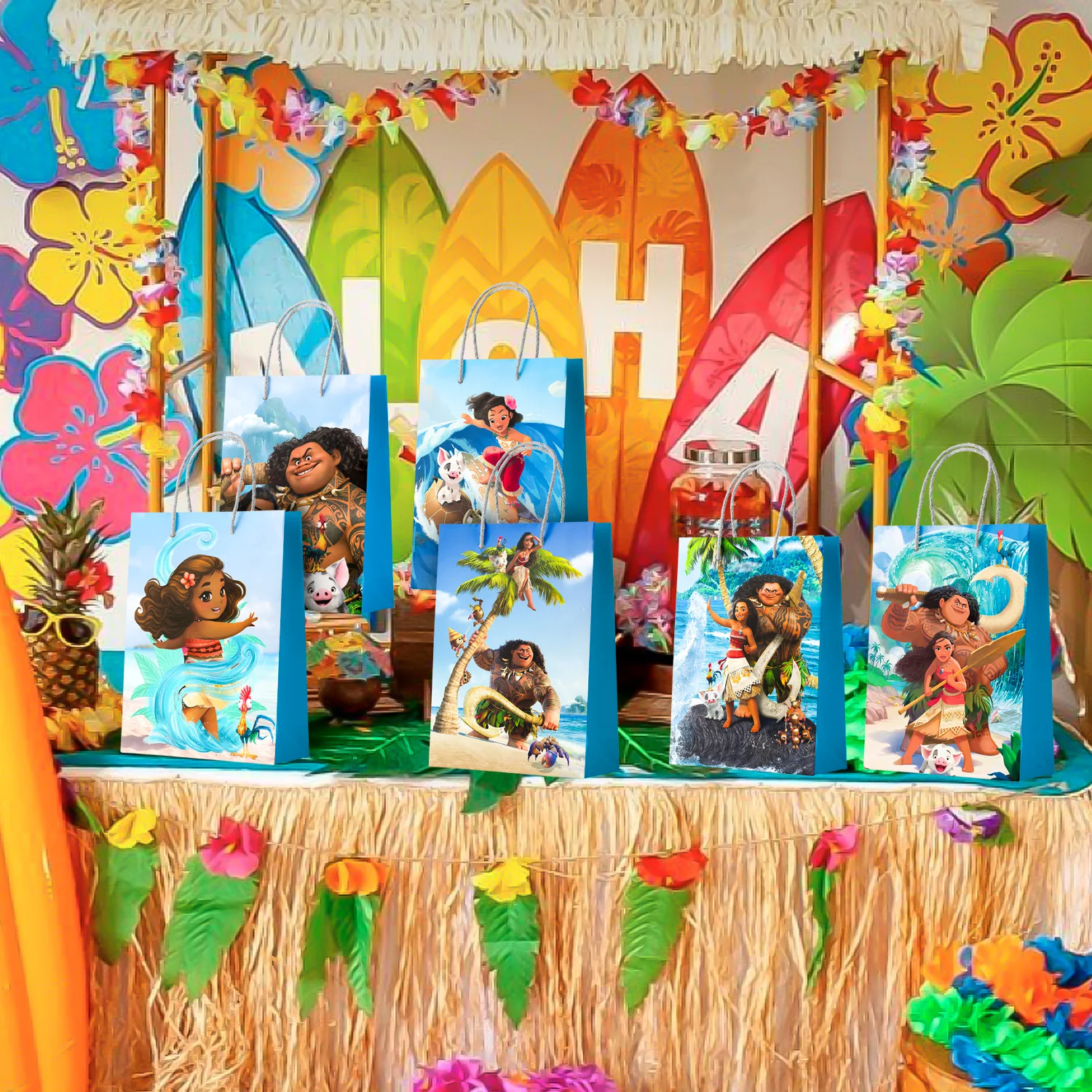 24 Stück Moana-Partytaschen, Dekorationen, Moana-Taschen, Moana-Geburtstagsgeschenktüten, Moana-Partygeschenktüten für die Disney Moana-Geburtstagsfeier Image
