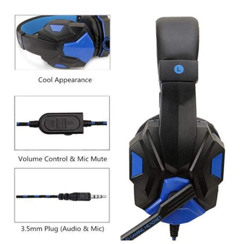 Gaming Kopfhörer 3,5mm Wired PC Bass Stereo Gamer Headset Telefon Laptop Kopfhörer Helm Mit Mikrofon Für PS4 Xbox One schalter