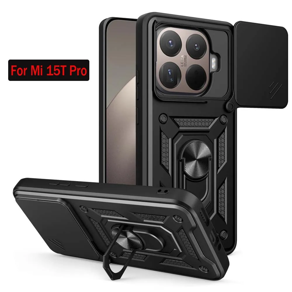 Stoßfest Rüstung Fall Für Xiaomi Mi 15T Pro Auto Halter Telefon Abdeckung für Mi 14T Pro 14T Kamera objektiv Schutz Fundas Image