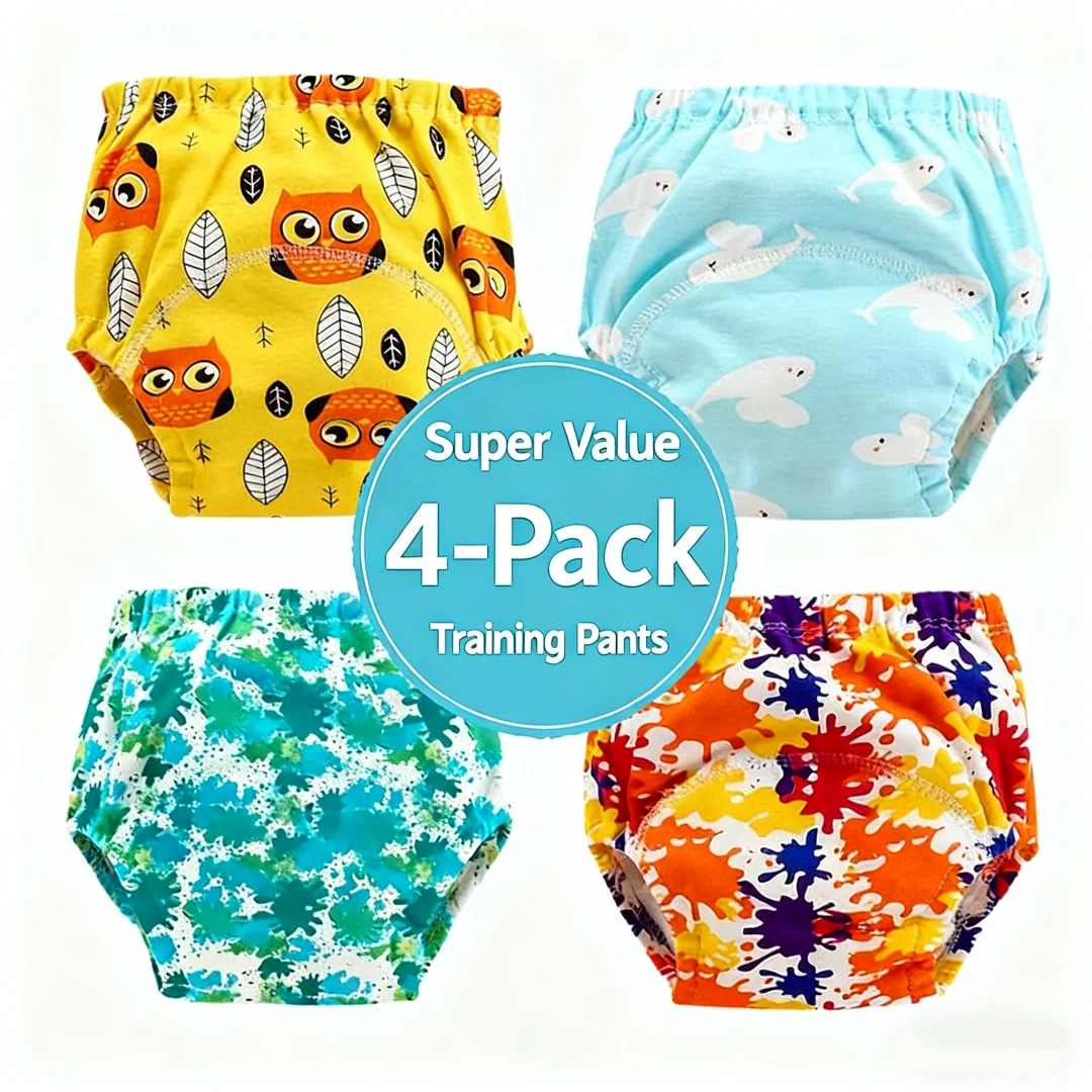 4PC Baby Mehrweg Windeln Höschen Stoff Windeln Kinder Training Höschen Waschbar Atmungsaktive Gaze Windel Image