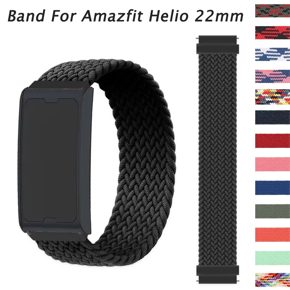 22 mm geflochtenes Nylon-SOLO-LOOP-Armband für Amazfit Helio Sport für Amazfit Helio/Balacne/Cheetah Pro/BIP 6 5 22 mm Universalband Image