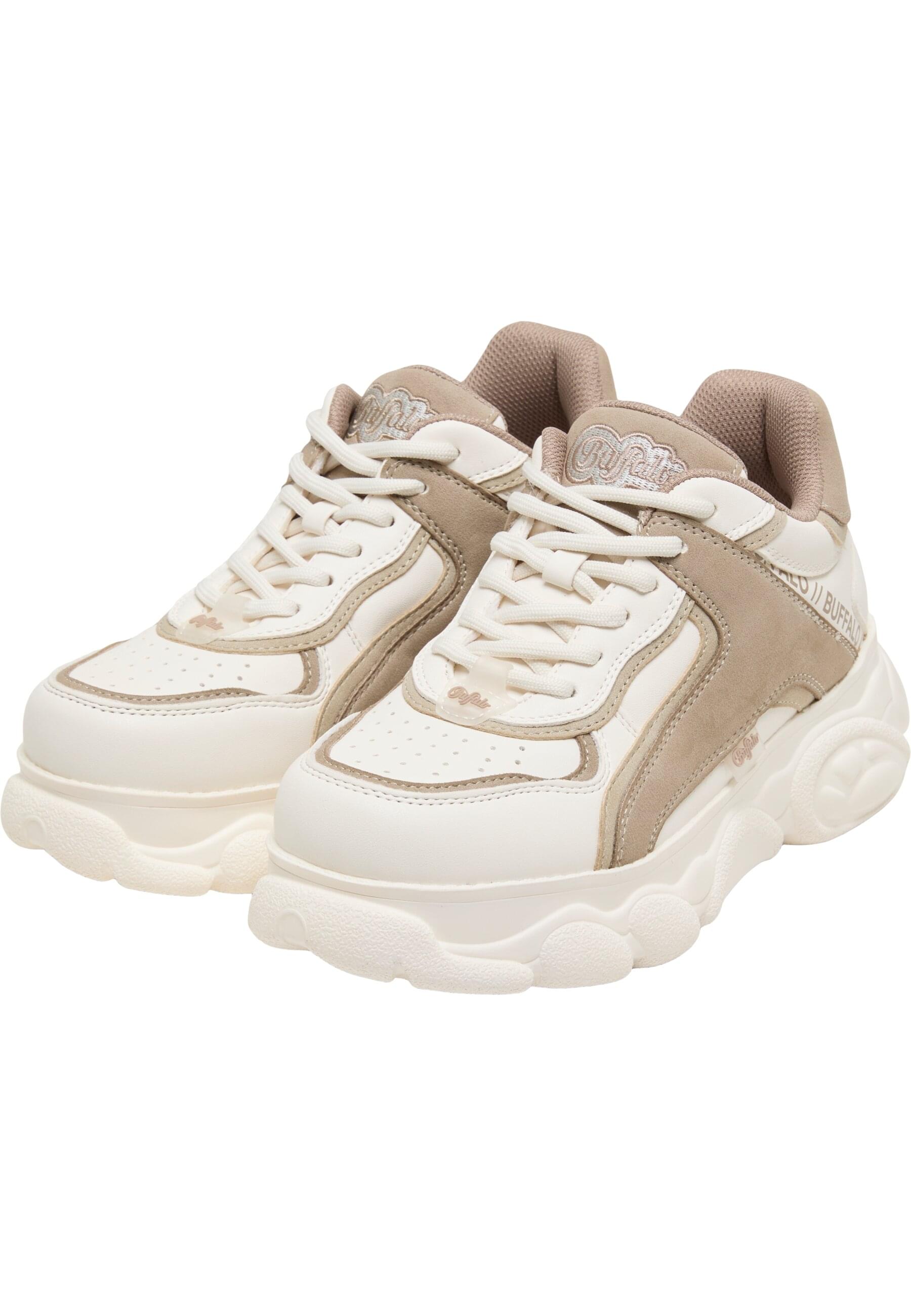 Trainingsschuh BUFFALO "Buffalo CLD ECHO - VEGAN NAPPA/NUBUCK", Damen, Gr. 42, weiß, taupe, unifarben, Schuhe