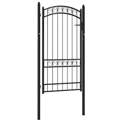 vidaXL Zauntor mit Gewölbter Spitze Stahl 100x175 cm Schwarz Image