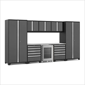 NewAge Garage Cabinets PRO Series Grey 9-Piece Set with Stainless Steel Top