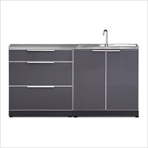 NewAge Outdoor Kitchens Aluminum Slate 3-Piece Outdoor Kitchen Set with Countertops and Covers