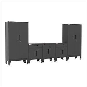 Armadillo Tough Black 5-Piece Garage Cabinet Kit with Levelers and Casters