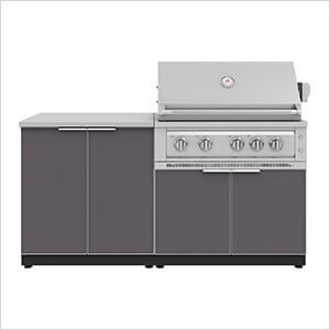 NewAge Outdoor Kitchens Aluminum Slate 4-Piece Outdoor Kitchen Set with 36-Inch Liquid Propane Platinum Grill