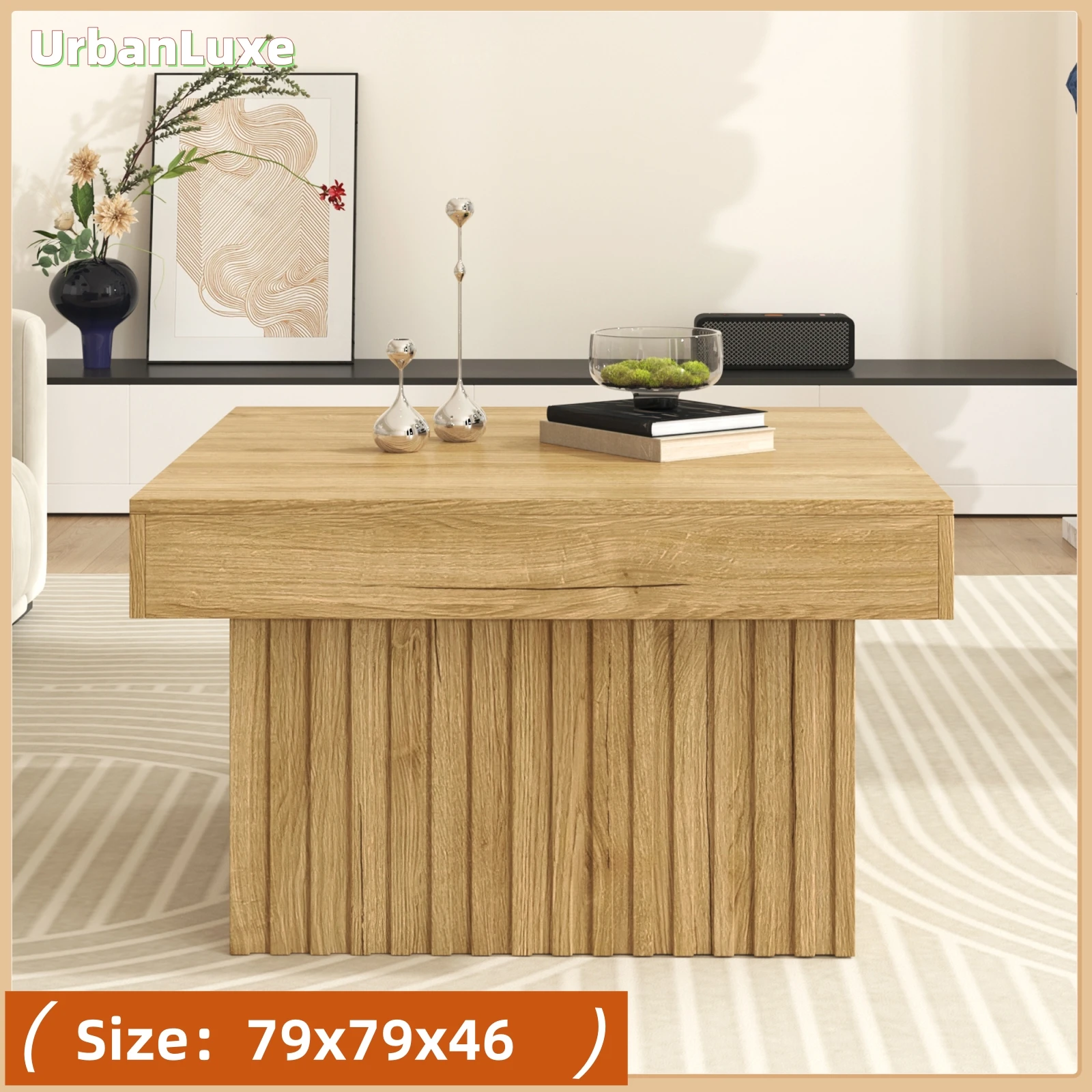 UrbanLuxe Couchtisch Holz, Holzrahmen, modernes Design, Wohnzimmertisch Holz, Couchtisch, Couchtisch modern, Holzfarbe