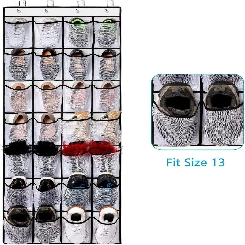 Neue 12/24 Große Mesh Taschen Klar Stoff Schuhe Aufhänger Lagerung Organizer Tasche Für Schrank Hängen Schuh Rack Halter Hange