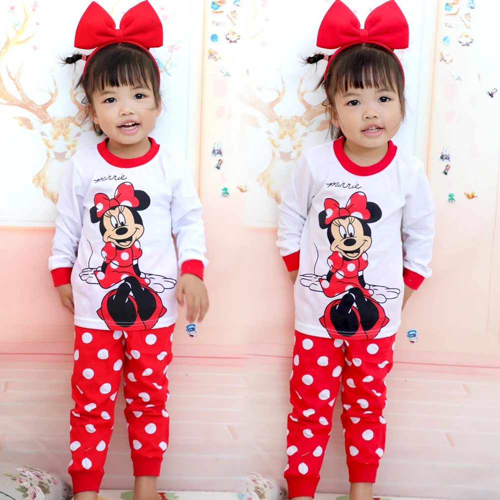Printemps automne vêtements pour enfants ensembles vêtements de nuit vêtements enfants Pijamas minnie mouse Pyjamas ensemble bébé filles Pyjamas