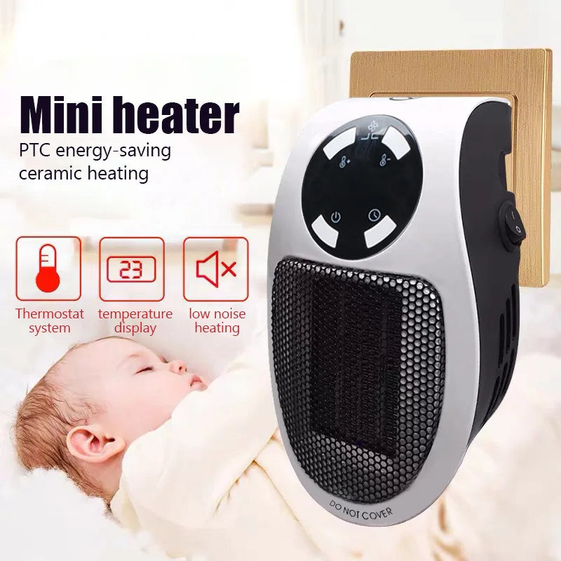 Portable Heater Electric Heater Plug In Wall Room Heater Home Appliance Heating Stove Mini Radiator Remote Warmer Machine 500W