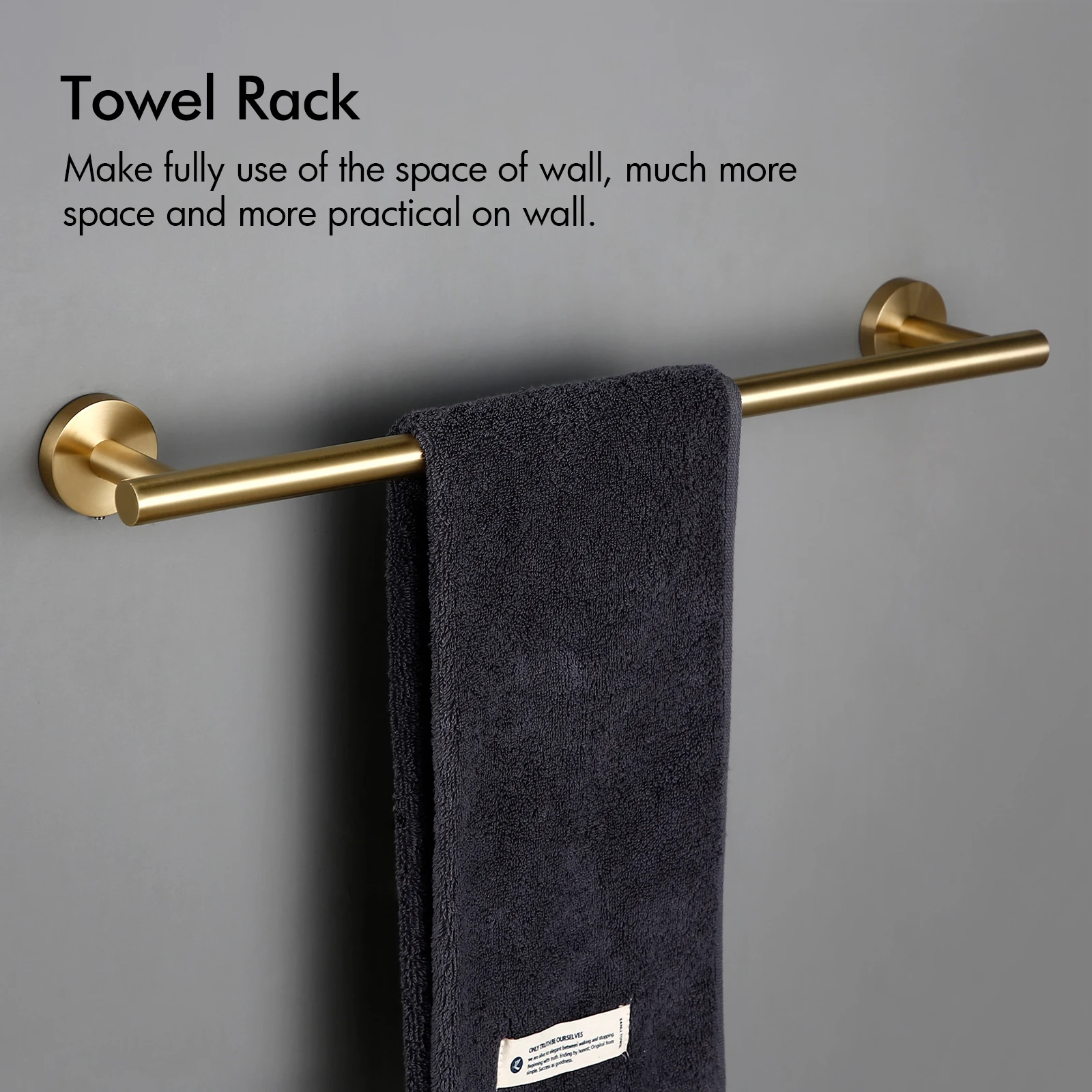 Porte-serviettes en or brossé de 450mm, pour montage mural de salle de bains, accessoire de salle de bains robuste, porte-serviettes pour salle de bains, porte-serviettes doré