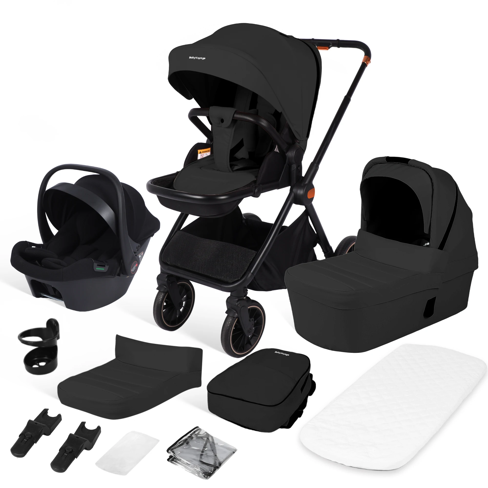 Kinderwagen 3-in-1 Isofix Kombination Kinderwagen Reisesysteme mit Babysitz I-Größe Baby-Tragetasche Autositz faltbar verstellbar Image