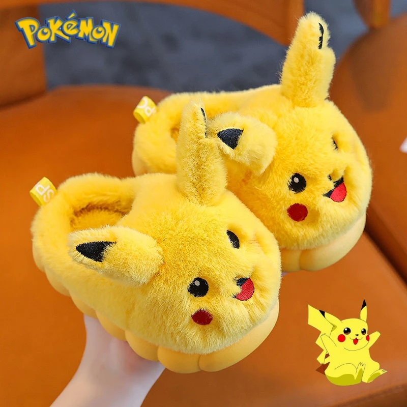 Pikachu Pokemon Winter Hausschuhe Schuhe Plüschtiere Baumwolle Kleinkind Baumwolle Indoor warme Kinder Hausschuhe Weihnachts geschenk