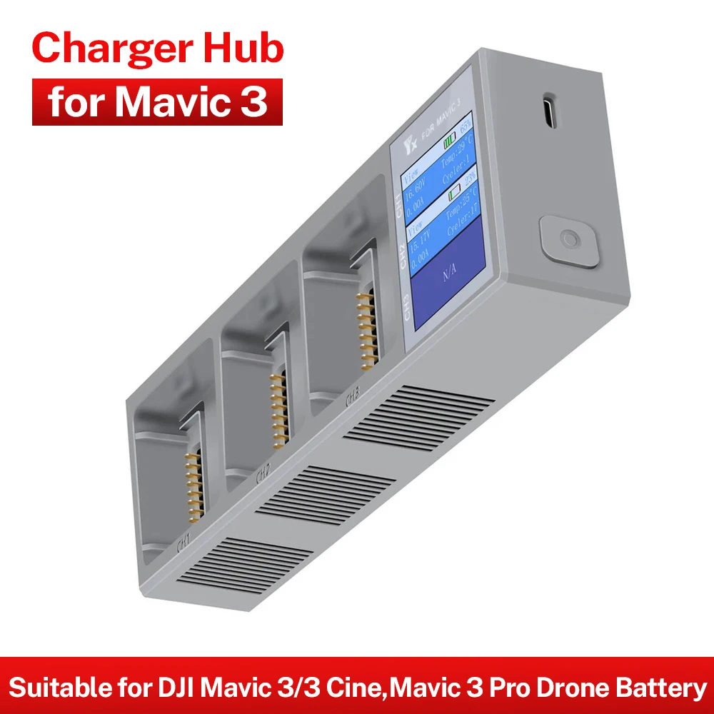 Für Mavic 3 Battery Charger HUB unterstützt das Einsetzen von 3 Batterien zum Laden des Ladegeräts mit Digitalanzeige Image
