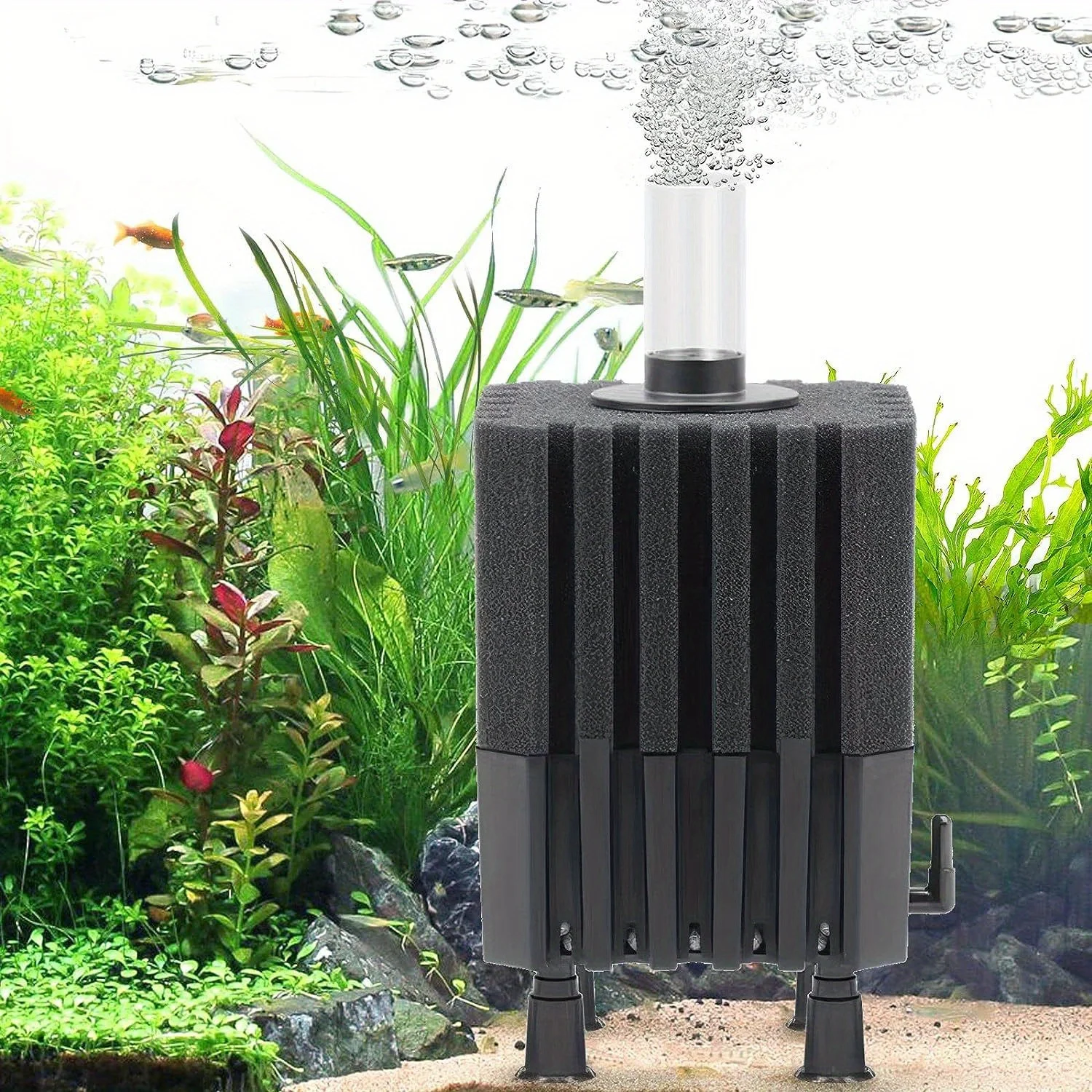 Wasserfee Filter Aquarium Schwamm Filter Leiser Aquarium Filter mit Luftstein Biologische Keramik Medien Ball Eckfilter Image