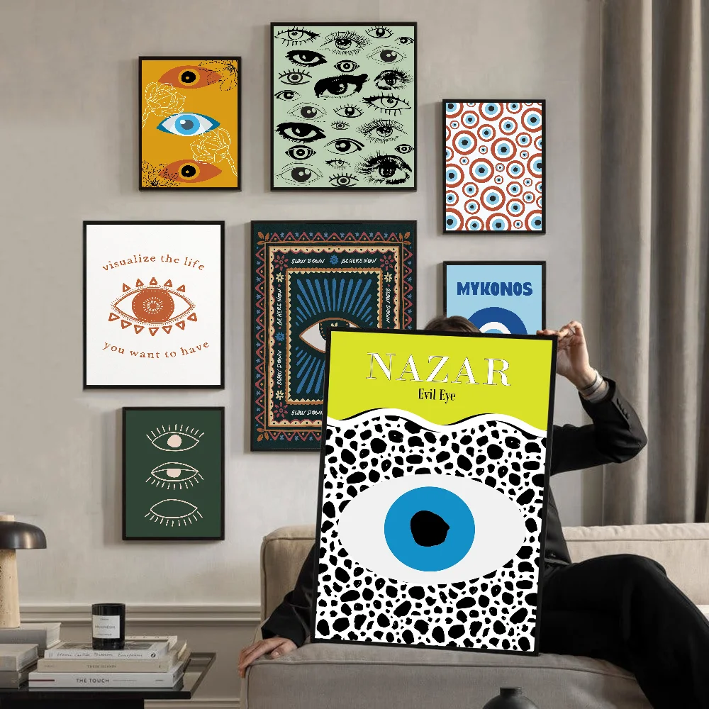 Abstrakte Augenformen Hand Mond Zitate Vintage Poster Klebrige Retro Kraftpapier Aufkleber DIY Zimmer Bar Café Kawaii Zimmer Dekor Image