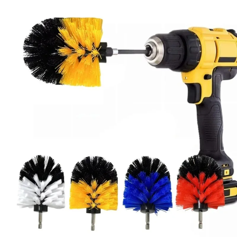 3,5 Zoll Elektrische Wäscher Pinsel Bohrer Pinsel Kunststoff Runde Reinigung Pinsel Für Teppich Glas Auto Reifen Nylon Pinsel Auto Reinigung Image
