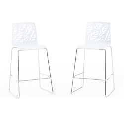 RATTATAN 2er-Set Barhocker aus Polypropylen mit Glasfaser und Metallbeinen, elegantes Design – ideal für Bar, Restaurant oder Küche – Dafne XL – Weiß