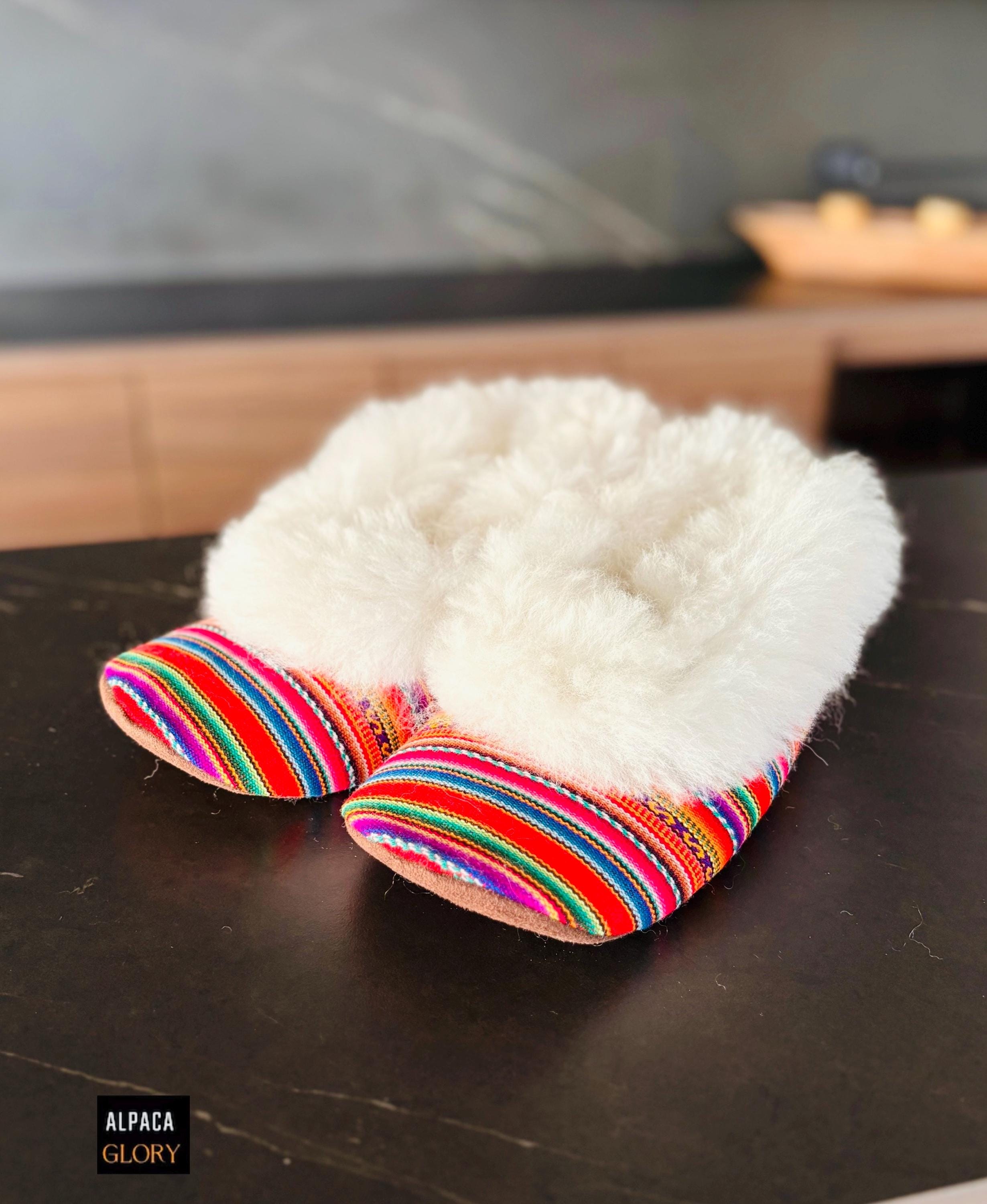 Pantoufles en fourrure d'alpaga, pantoufles unisexes du Pérou, pantoufles en fourrure, pantoufles d'hiver, pantoufles moelleuses en alpaga, pantoufles