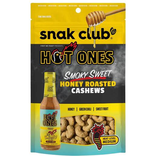 Snak Club Hot Ones Smoky Sweet Honey Roasted Cashews