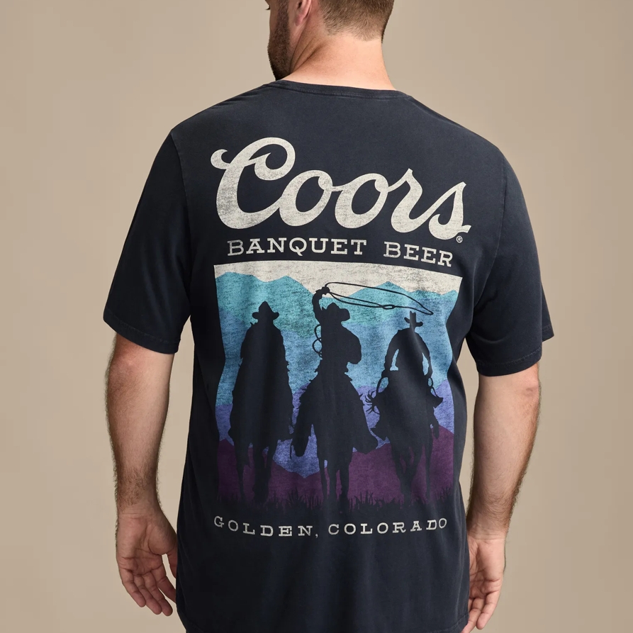 Lucky Brand Big & Tall Coor Cowboys Tee - Boy's Childrens Kids T-Shirts Tops Graphic Tees in Total Eclipse, Size XL