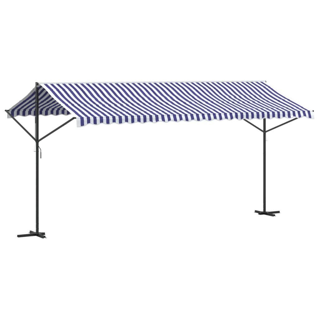 vidaXL Freistehende Markise Blau und Weiß 500x300 cm Stoff und Stahl Image
