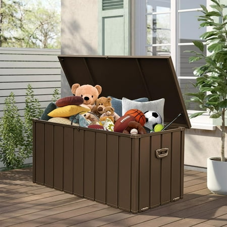 Domi 100-Gallon Outdoor Storage Box â€“ Waterproof Lockable Storage Cabinet for Patio Furniture Garden Tools & Pool Supplies â€“ Large Metal Storage for Cushions Toys & More