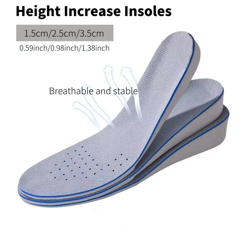 Höhenerhöhungs-Einlegesohlen für Männer und Frauen, 1,5/2,5/3,5 cm, unsichtbare orthopädische Einlegesohlen zur Unterstützung des Fußgewölbes, Stoßdämpfungseinsatz Image