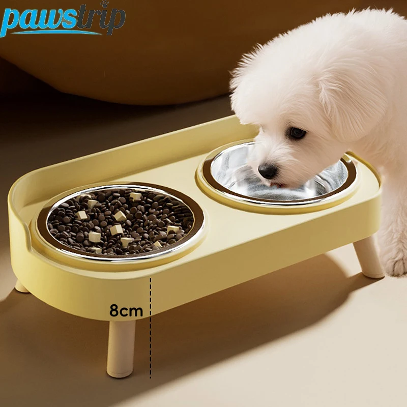 Bol d'alimentation en plastique/acier inoxydable pour chien, Double bols d'eau pour aliments pour animaux de compagnie, bol de nourriture antidérapant pour chiot avec support, bol anti-éclaboussures