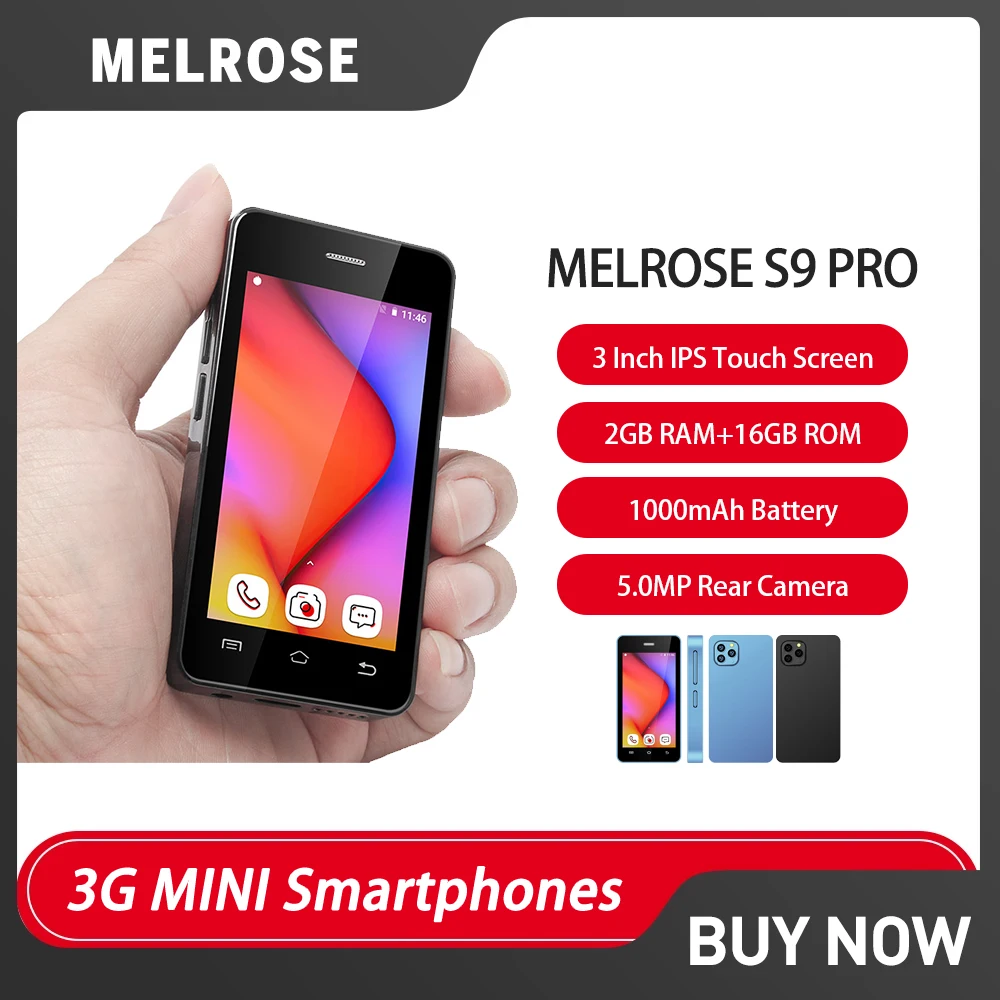 Melrose S9 Pro Super Mini-Telefone 3 Zoll Ultra Slim Quad Core 2 GB + 16 GB Mobiltelefon 5 MP 1000 mAh 3G Kompaktes Mini-Smartphone Android Image