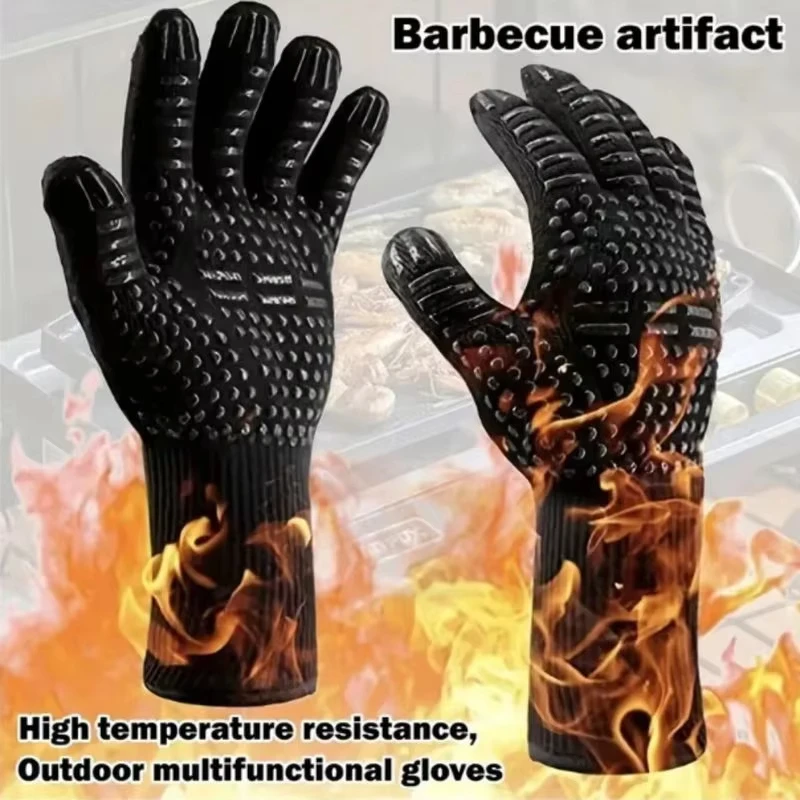 Einteilige Grillhandschuhe, hohe Temperaturbeständigkeit, Ofenhandschuhe, 500–800 Grad, feuerfeste Grill-Wärmeisolierung, Mikrowellenhandschuhe Image