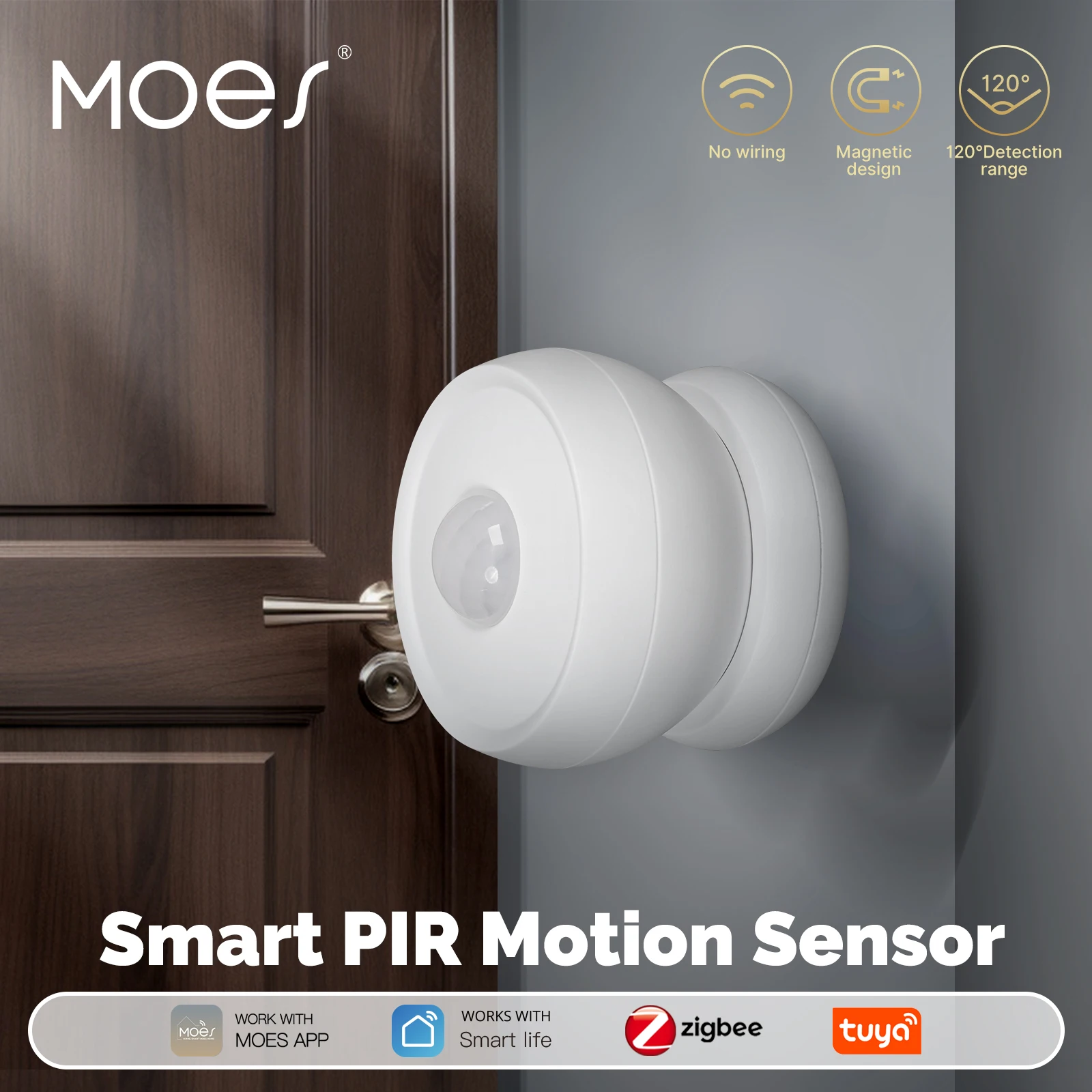 MOES Tuya Zigbee Smart PIR Sensor Menschlichen Körper Infrarot-bewegungsmelder Mit Magnetische Basis Home Security Automatisierung Batterie Power