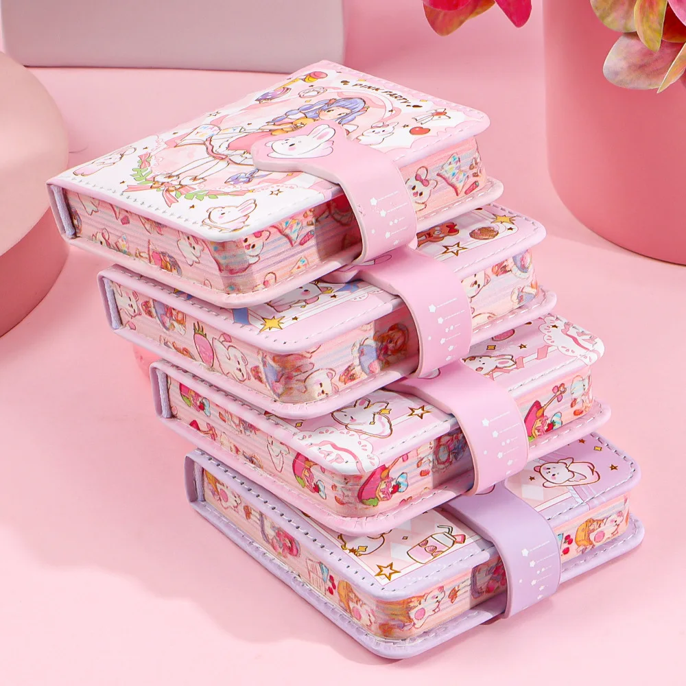 Quadratisches Mini-Notizbuch aus weichem Leder, farbige Seite, niedlicher Notizblock mit magnetischer Schnalle, Studenten-Briefpapier, Buch, Taschenbuch Image